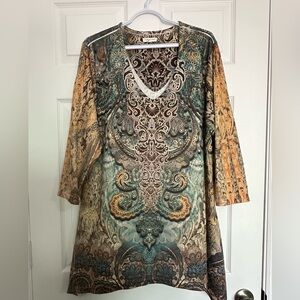 Indigo Soul Brown and Blue Paisley Tunic